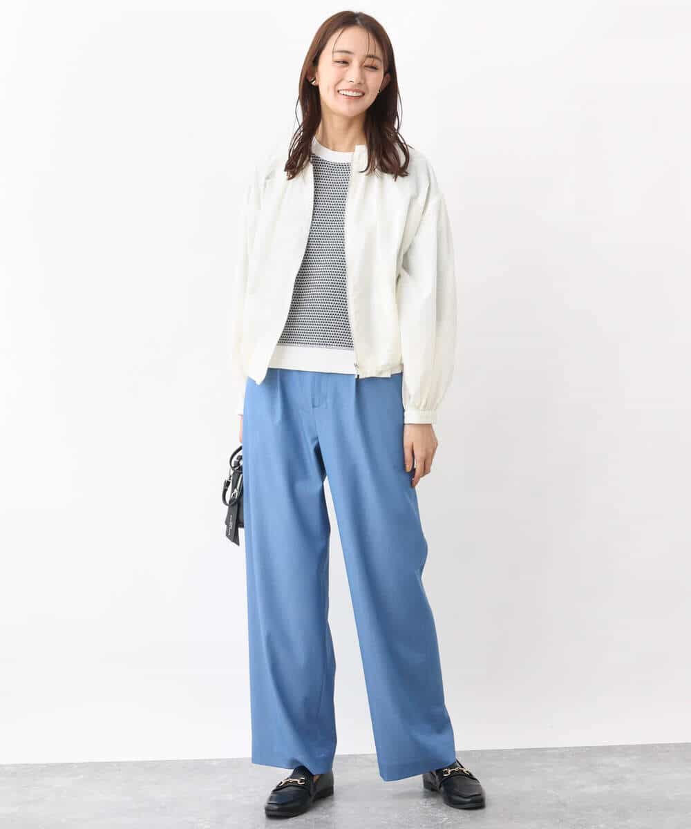 FKLGV30160 MK MICHEL KLEIN(MK ミッシェルクラン) デニムライクワイドパンツ/洗える ネイビー