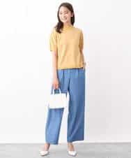 FKLGV30160 MK MICHEL KLEIN(MK ミッシェルクラン) デニムライクワイドパンツ/洗える ネイビー