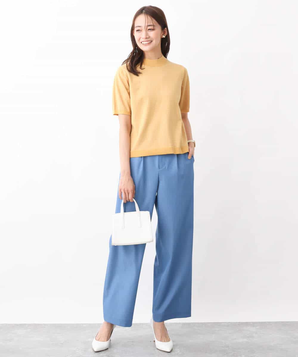 FKLGV30160 MK MICHEL KLEIN(MK ミッシェルクラン) デニムライクワイドパンツ/洗える ネイビー