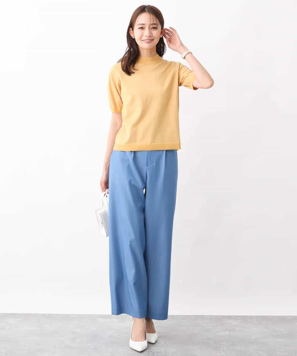 FKLGV30160 MK MICHEL KLEIN(MK ミッシェルクラン) デニムライクワイドパンツ/洗える ネイビー