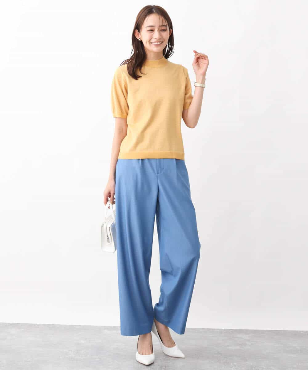 FKLGV30160 MK MICHEL KLEIN(MK ミッシェルクラン) デニムライクワイドパンツ/洗える ネイビー