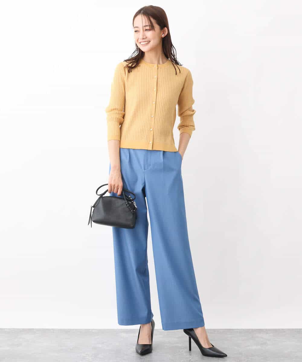FKLGV30160 MK MICHEL KLEIN(MK ミッシェルクラン) デニムライクワイドパンツ/洗える ネイビー