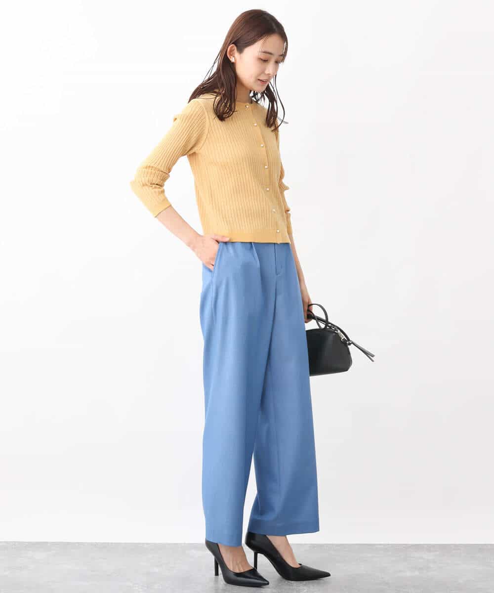 FKLGV30160 MK MICHEL KLEIN(MK ミッシェルクラン) デニムライクワイドパンツ/洗える ネイビー