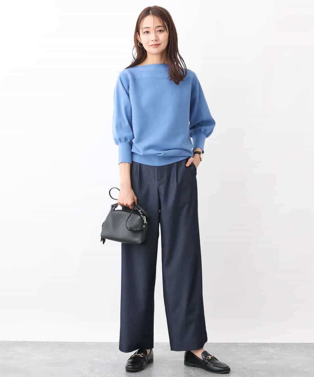 FKLGV30160 MK MICHEL KLEIN(MK ミッシェルクラン) デニムライクワイドパンツ/洗える ネイビー