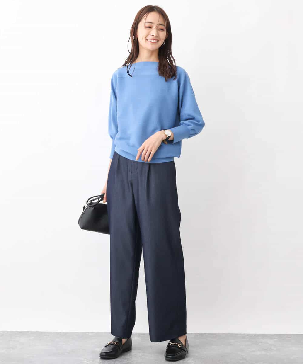FKLGV30160 MK MICHEL KLEIN(MK ミッシェルクラン) デニムライクワイドパンツ/洗える ネイビー