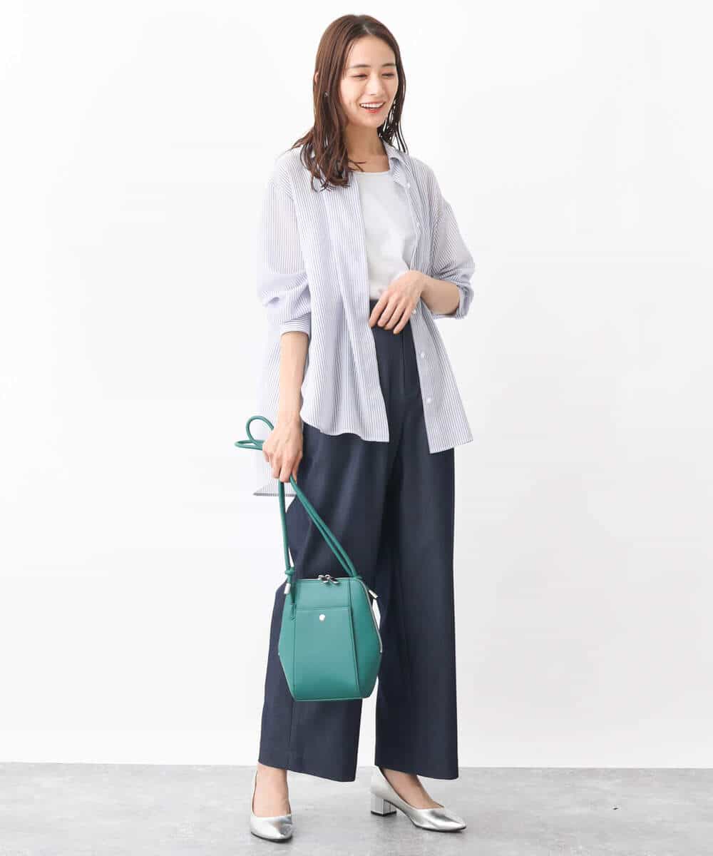 FKLGV30160 MK MICHEL KLEIN(MK ミッシェルクラン) デニムライクワイドパンツ/洗える ネイビー