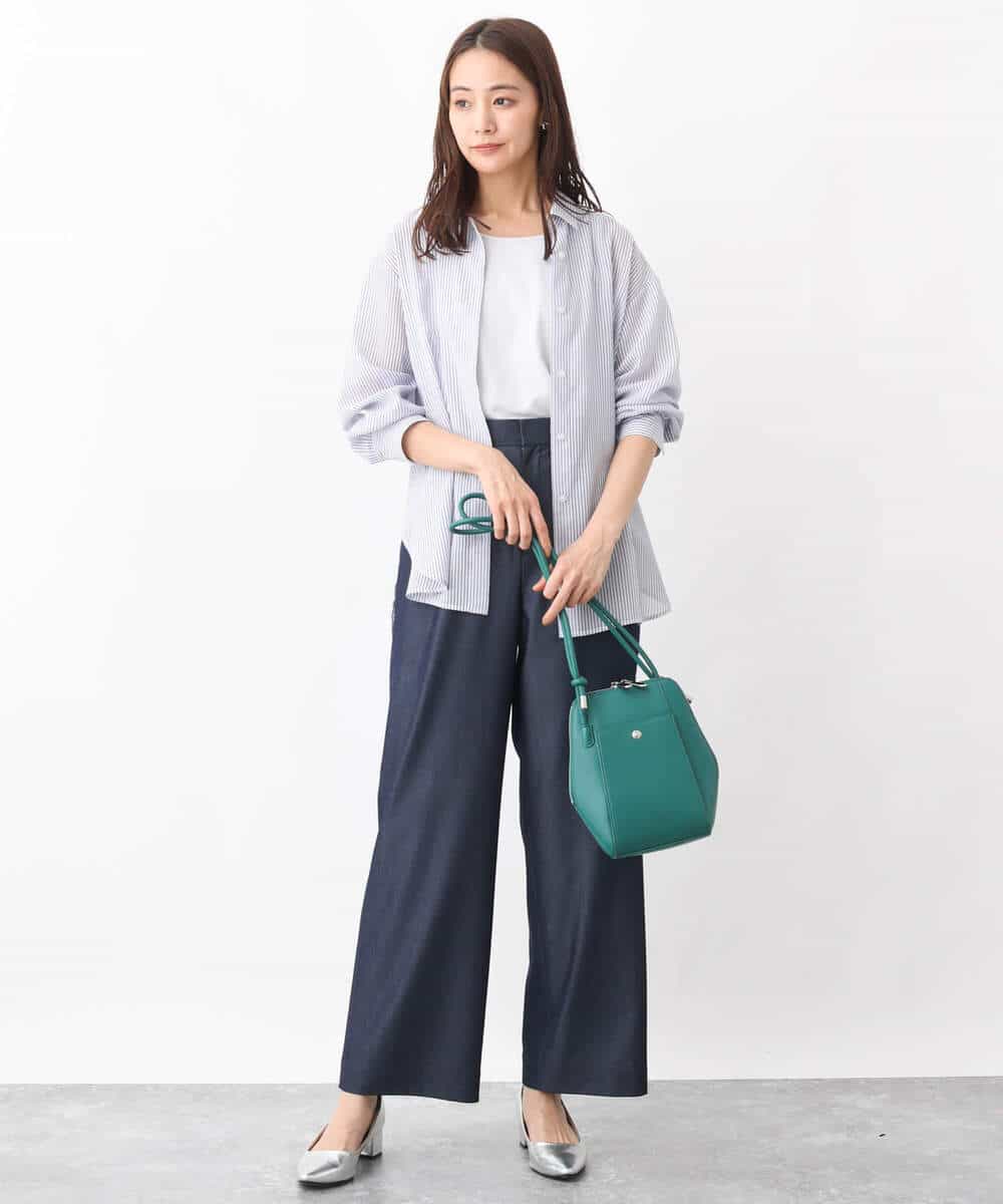 FKLGV30160 MK MICHEL KLEIN(MK ミッシェルクラン) デニムライクワイドパンツ/洗える ネイビー