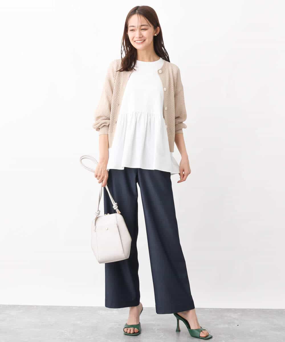 FKLGV30160 MK MICHEL KLEIN(MK ミッシェルクラン) デニムライクワイドパンツ/洗える ネイビー