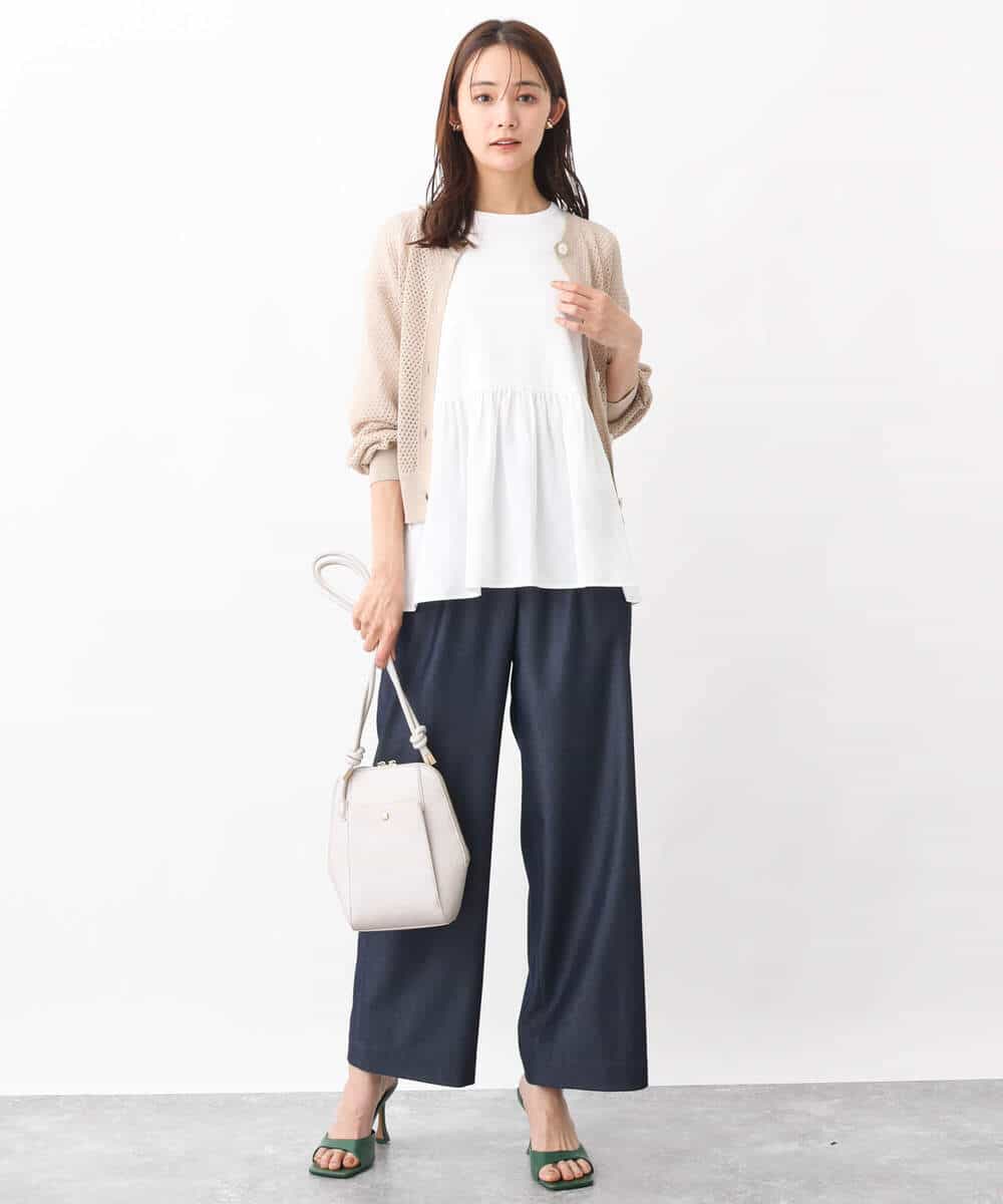 FKLGV30160 MK MICHEL KLEIN(MK ミッシェルクラン) デニムライクワイドパンツ/洗える ネイビー