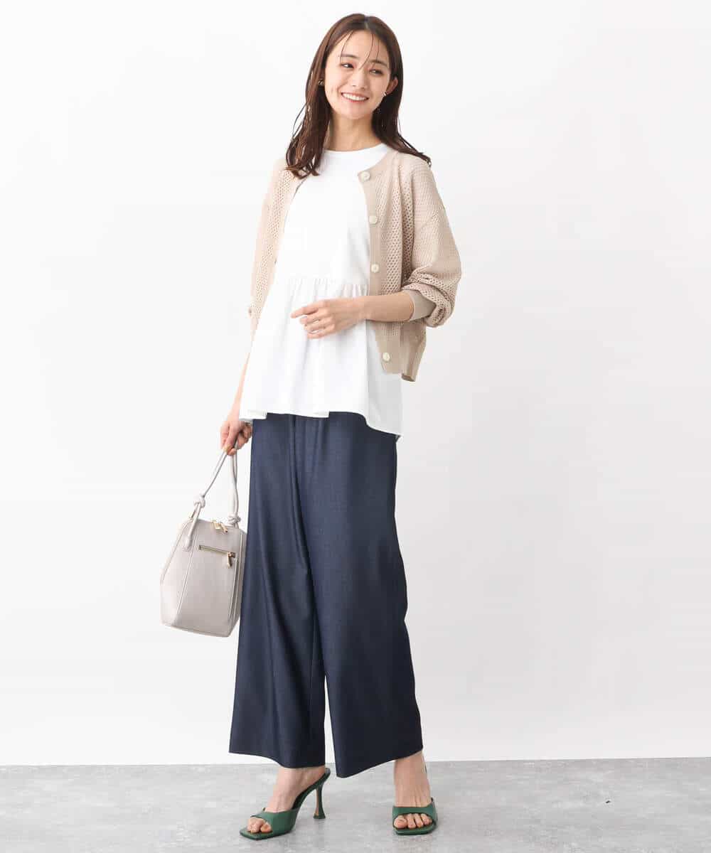 FKLGV30160 MK MICHEL KLEIN(MK ミッシェルクラン) デニムライクワイドパンツ/洗える ネイビー