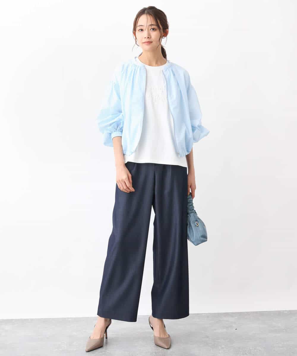 FKLGV30160 MK MICHEL KLEIN(MK ミッシェルクラン) デニムライクワイドパンツ/洗える ネイビー