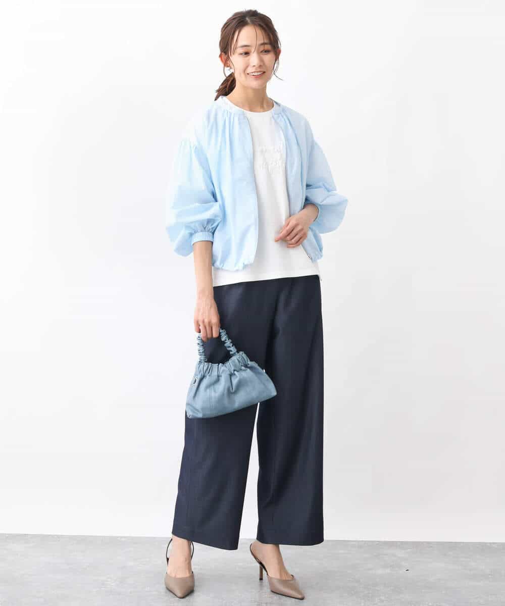 FKLGV30160 MK MICHEL KLEIN(MK ミッシェルクラン) デニムライクワイドパンツ/洗える ネイビー