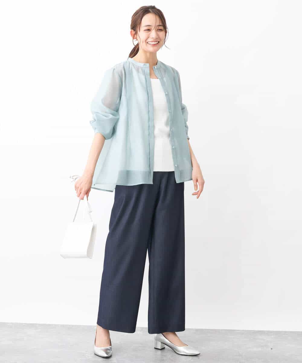FKLGV30160 MK MICHEL KLEIN(MK ミッシェルクラン) デニムライクワイドパンツ/洗える ネイビー