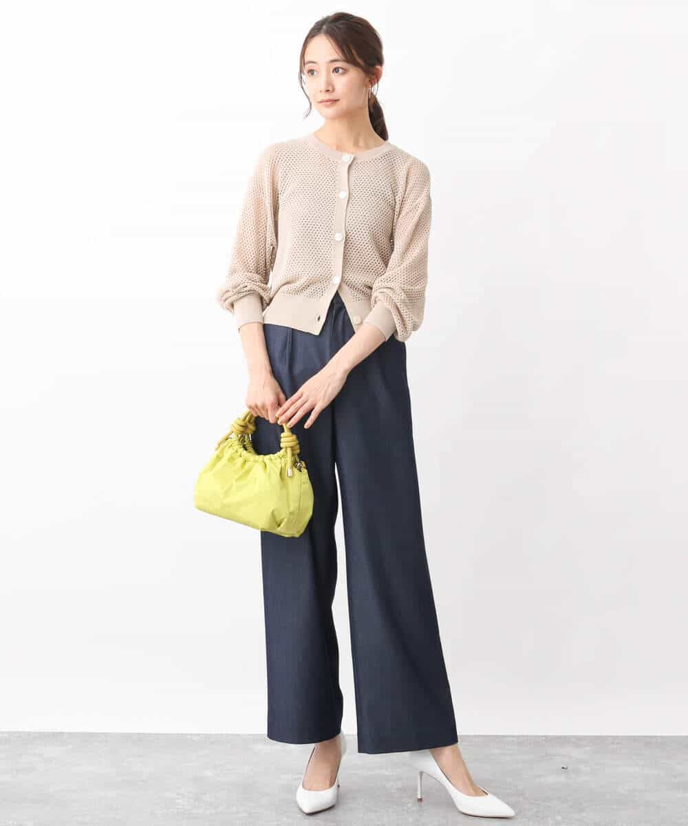 FKLGV30160 MK MICHEL KLEIN(MK ミッシェルクラン) デニムライクワイドパンツ/洗える ネイビー
