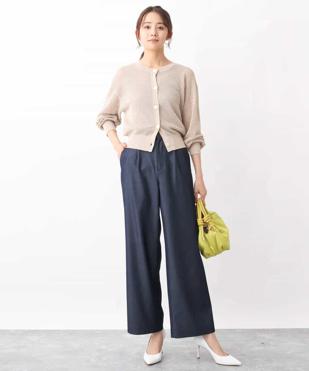 FKLGV30160 MK MICHEL KLEIN(MK ミッシェルクラン) デニムライクワイドパンツ/洗える ネイビー