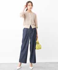 FKLGV30160 MK MICHEL KLEIN(MK ミッシェルクラン) デニムライクワイドパンツ/洗える ネイビー
