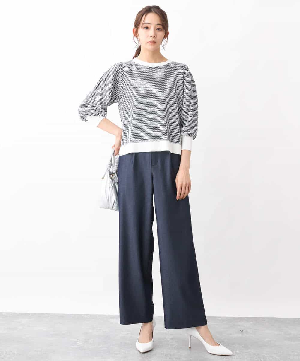 FKLGV30160 MK MICHEL KLEIN(MK ミッシェルクラン) デニムライクワイドパンツ/洗える ネイビー