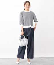 FKLGV30160 MK MICHEL KLEIN(MK ミッシェルクラン) デニムライクワイドパンツ/洗える ネイビー