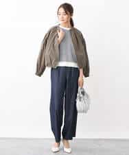 FKLGV30160 MK MICHEL KLEIN(MK ミッシェルクラン) デニムライクワイドパンツ/洗える ネイビー