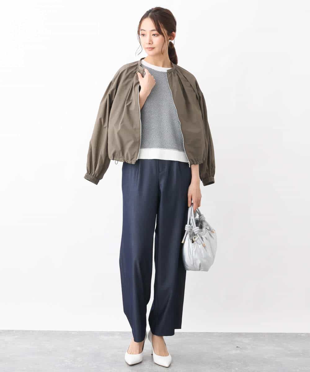 FKLGV30160 MK MICHEL KLEIN(MK ミッシェルクラン) デニムライクワイドパンツ/洗える ネイビー