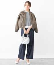FKLGV30160 MK MICHEL KLEIN(MK ミッシェルクラン) デニムライクワイドパンツ/洗える ネイビー