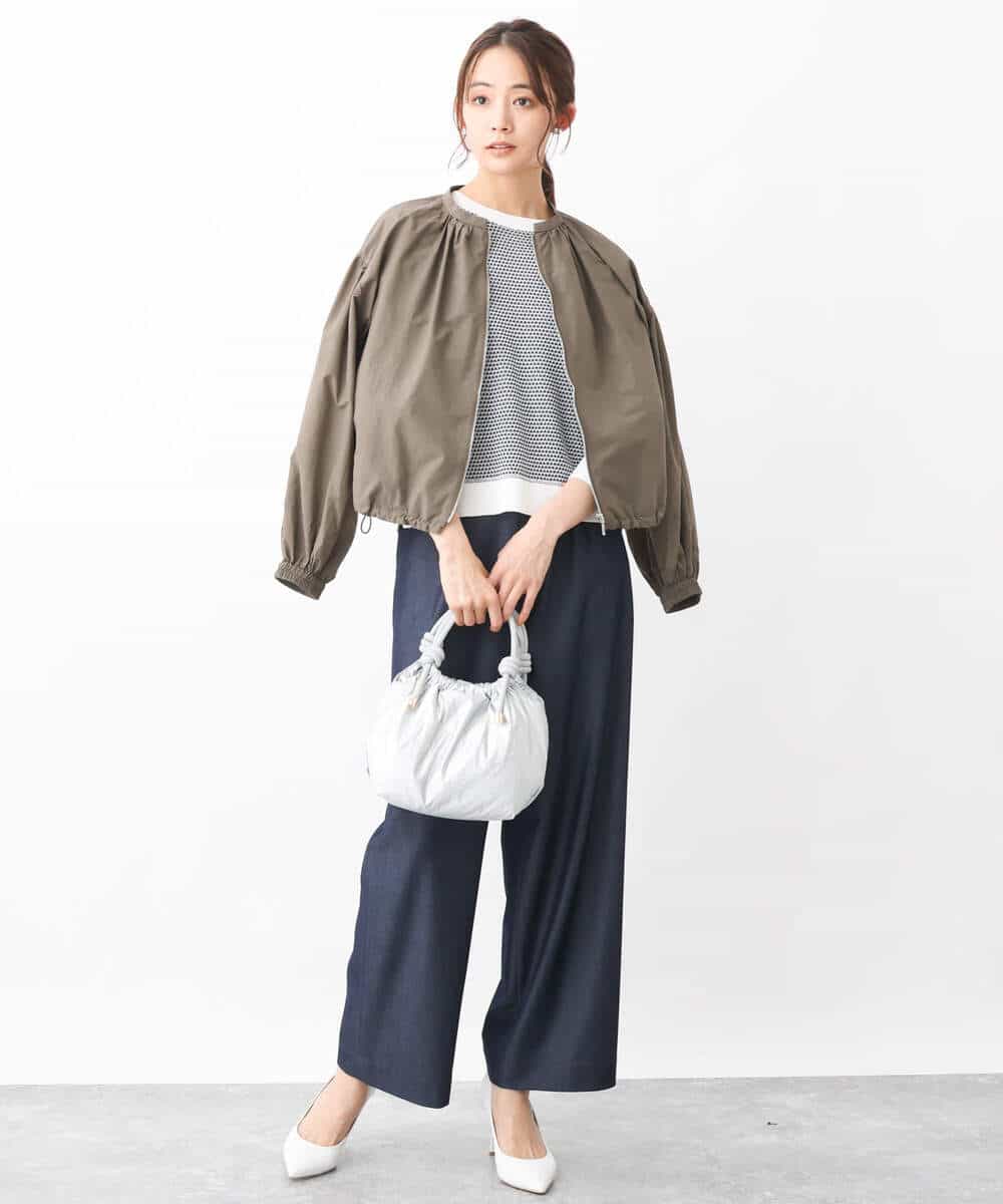 FKLGV30160 MK MICHEL KLEIN(MK ミッシェルクラン) デニムライクワイドパンツ/洗える ネイビー
