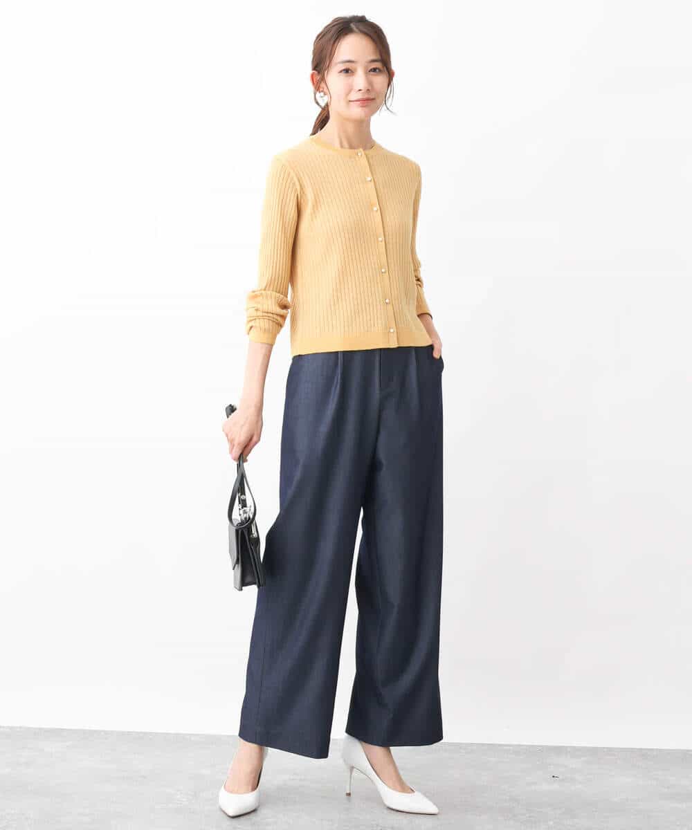 FKLGV30160 MK MICHEL KLEIN(MK ミッシェルクラン) デニムライクワイドパンツ/洗える ネイビー
