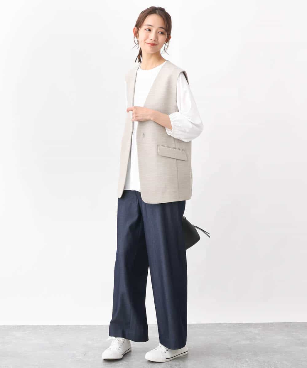 FKLGV30160 MK MICHEL KLEIN(MK ミッシェルクラン) デニムライクワイドパンツ/洗える ネイビー