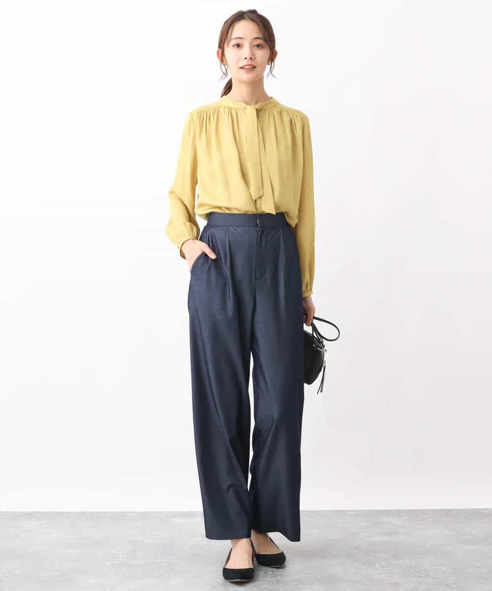 FKLGV30160 MK MICHEL KLEIN(MK ミッシェルクラン) デニムライクワイドパンツ/洗える ネイビー