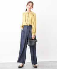 FKLGV30160 MK MICHEL KLEIN(MK ミッシェルクラン) デニムライクワイドパンツ/洗える ネイビー