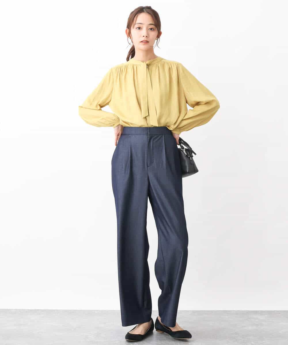 FKLGV30160 MK MICHEL KLEIN(MK ミッシェルクラン) デニムライクワイドパンツ/洗える ネイビー