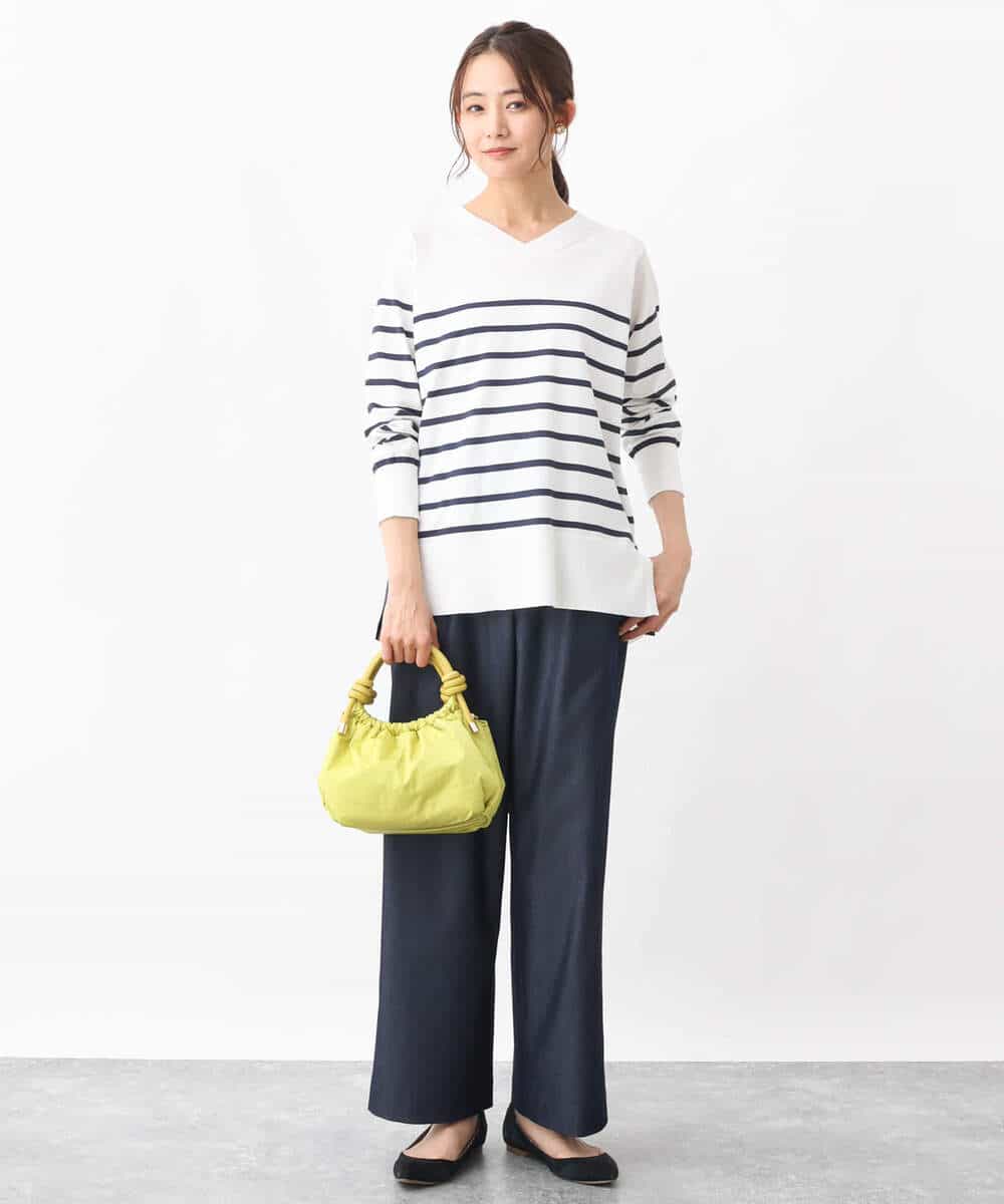 FKLGV30160 MK MICHEL KLEIN(MK ミッシェルクラン) デニムライクワイドパンツ/洗える ネイビー