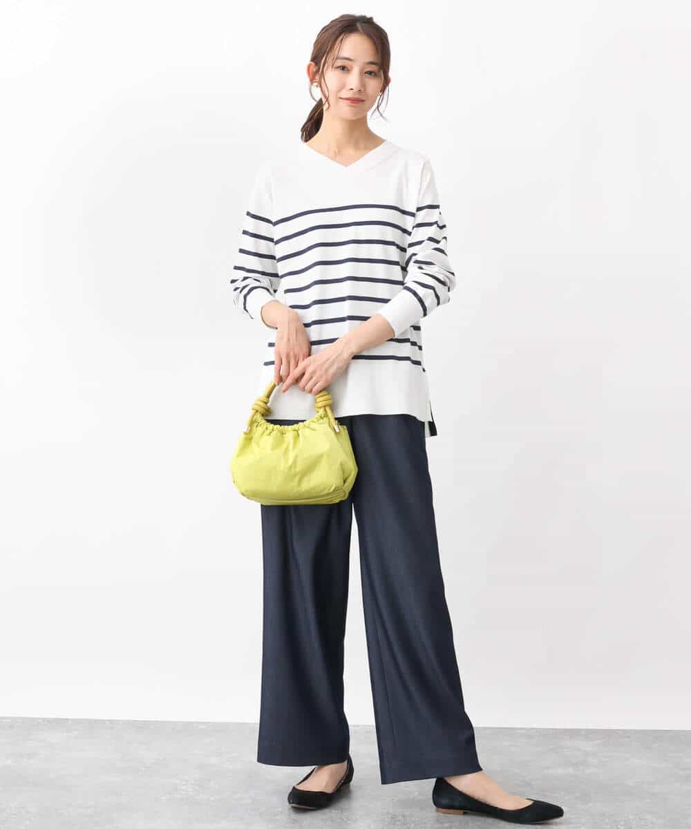 FKLGV30160 MK MICHEL KLEIN(MK ミッシェルクラン) デニムライクワイドパンツ/洗える ネイビー