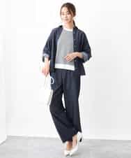 FKLGV30160 MK MICHEL KLEIN(MK ミッシェルクラン) デニムライクワイドパンツ/洗える ネイビー