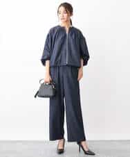 FKLGV30160 MK MICHEL KLEIN(MK ミッシェルクラン) デニムライクワイドパンツ/洗える ネイビー