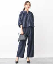 FKLGV30160 MK MICHEL KLEIN(MK ミッシェルクラン) デニムライクワイドパンツ/洗える ネイビー