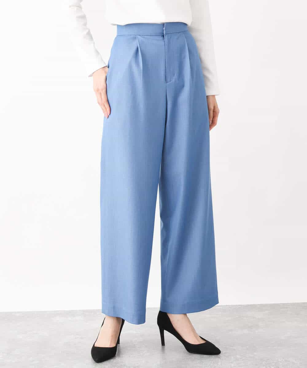 FKLGV30160 MK MICHEL KLEIN(MK ミッシェルクラン) デニムライクワイドパンツ/洗える ネイビー