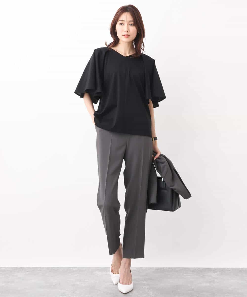 FKLGV58150 MK MICHEL KLEIN(MK ミッシェルクラン) ストレッチテーパードパンツ/UVカット/接触冷感/セットアップ対応/洗える ベージュ