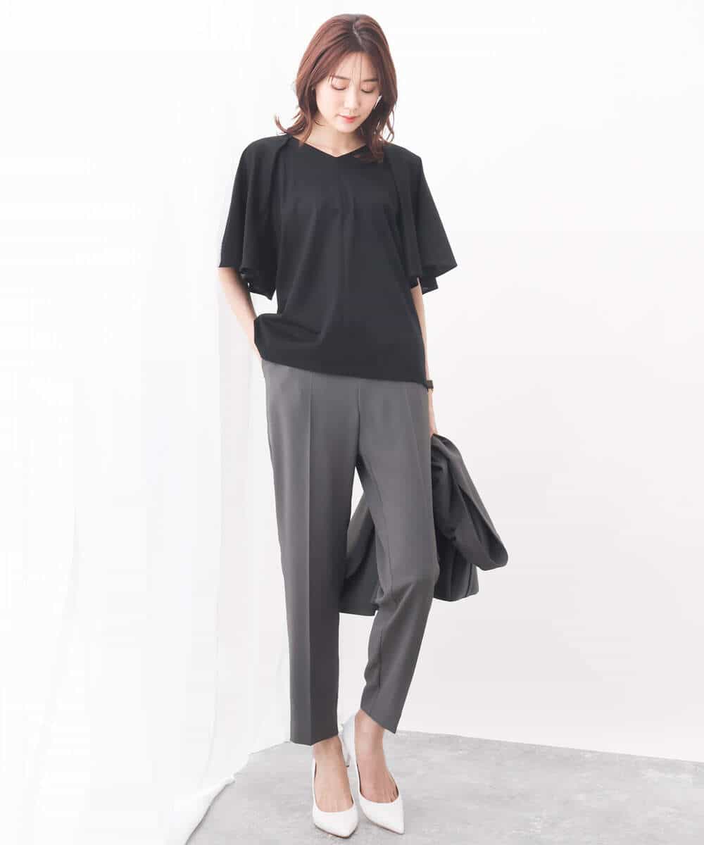 FKLGV58150 MK MICHEL KLEIN(MK ミッシェルクラン) ストレッチテーパードパンツ/UVカット/接触冷感/セットアップ対応/洗える ベージュ