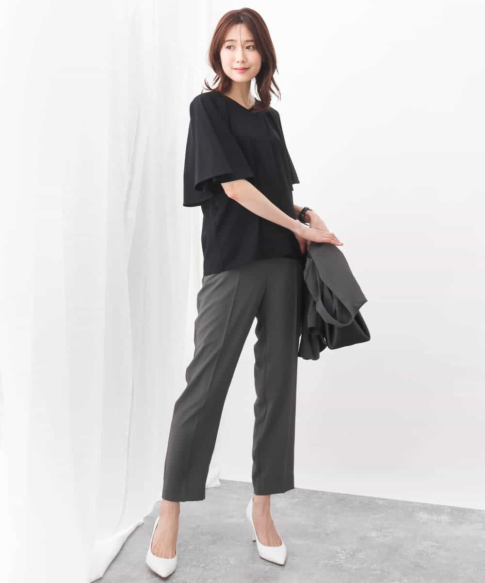 FKLGV58150 MK MICHEL KLEIN(MK ミッシェルクラン) ストレッチテーパードパンツ/UVカット/接触冷感/セットアップ対応/洗える ベージュ