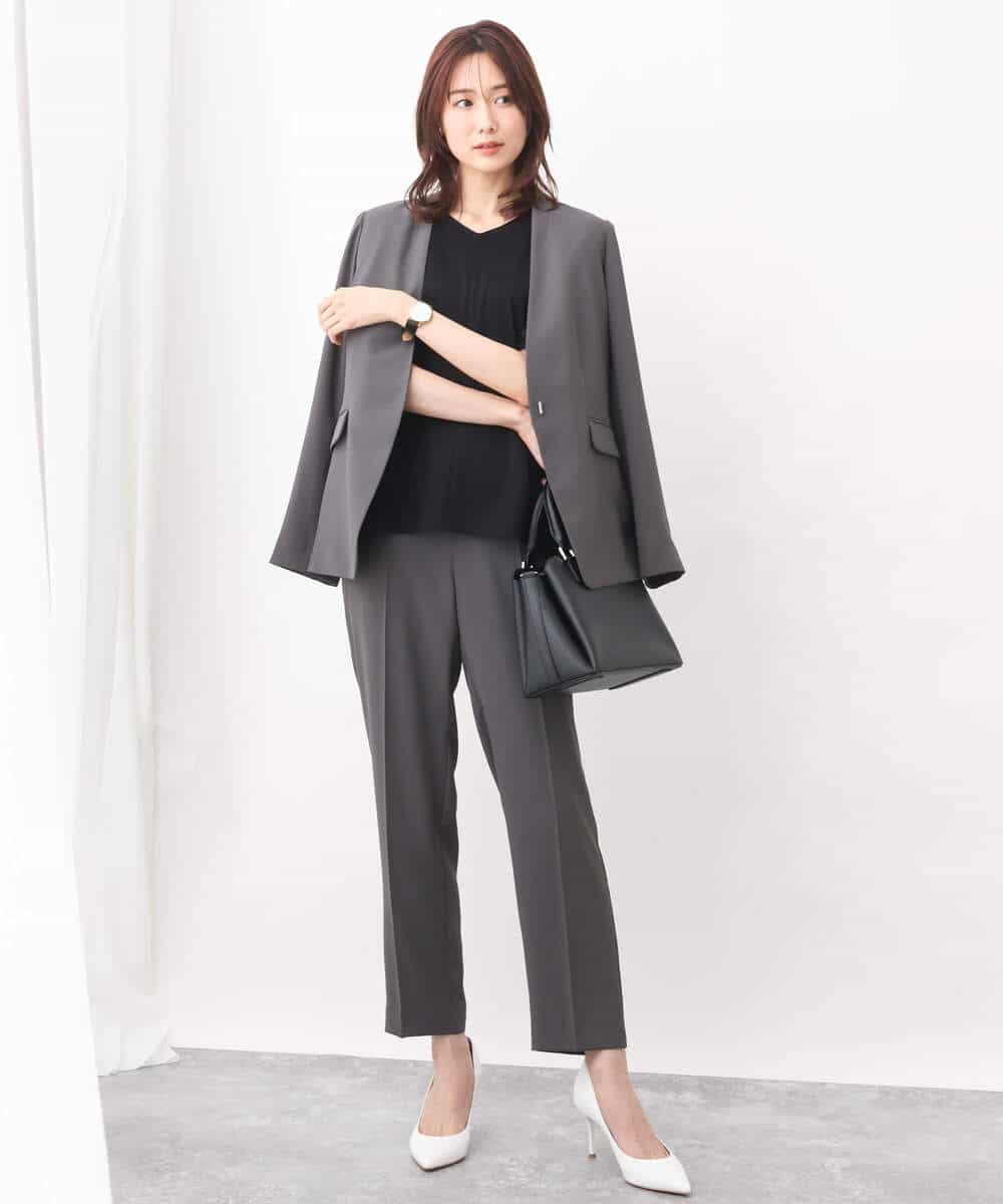 FKLGV58150 MK MICHEL KLEIN(MK ミッシェルクラン) ストレッチテーパードパンツ/UVカット/接触冷感/セットアップ対応/洗える ベージュ