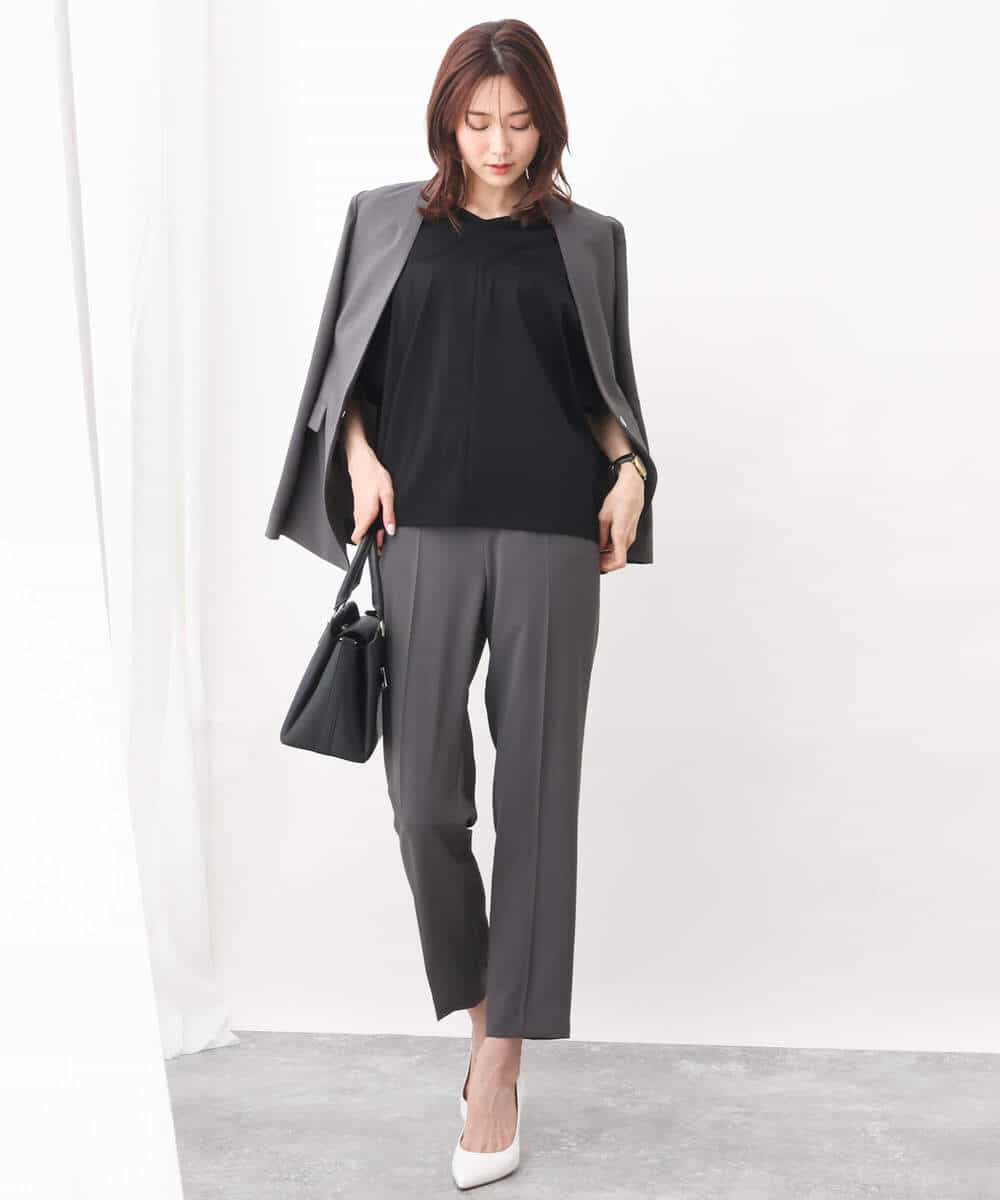 FKLGV58150 MK MICHEL KLEIN(MK ミッシェルクラン) ストレッチテーパードパンツ/UVカット/接触冷感/セットアップ対応/洗える ベージュ