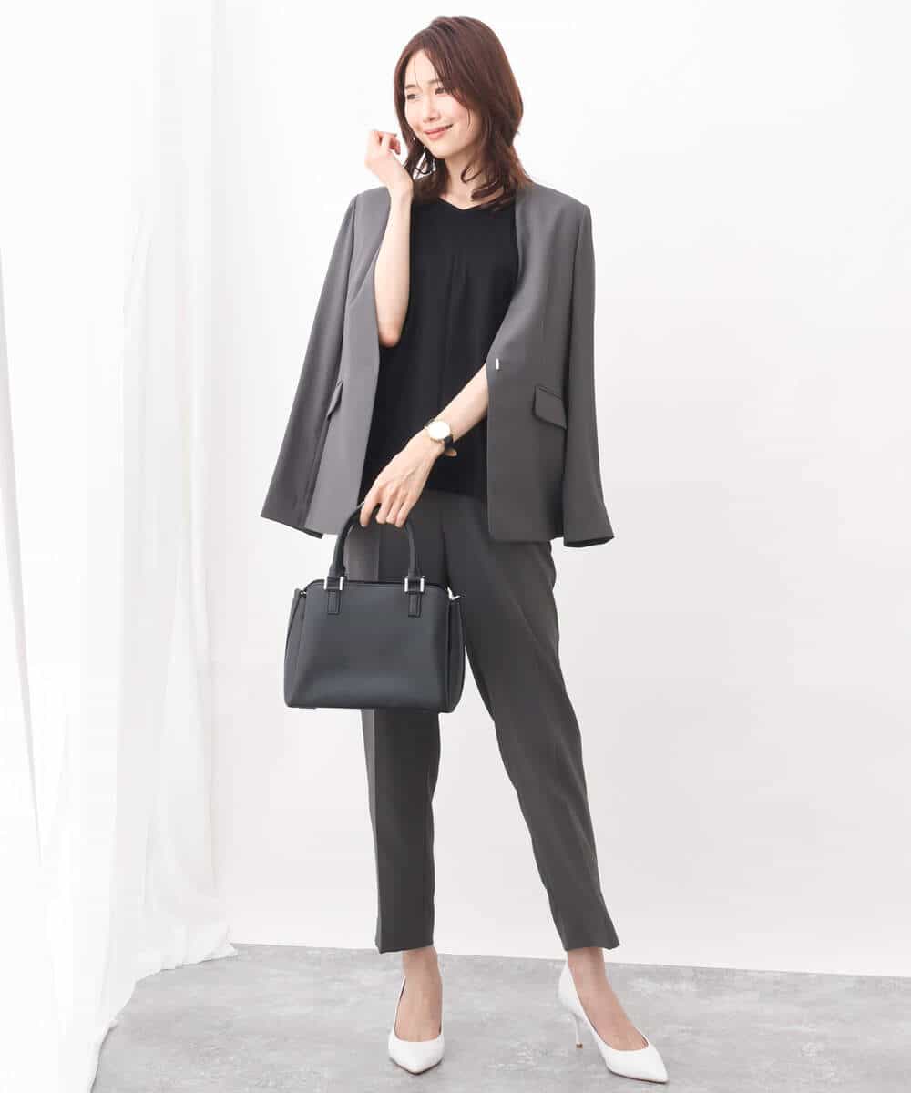 FKLGV58150 MK MICHEL KLEIN(MK ミッシェルクラン) ストレッチテーパードパンツ/UVカット/接触冷感/セットアップ対応/洗える ベージュ