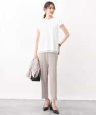 FKLGV58150 MK MICHEL KLEIN(MK ミッシェルクラン) ストレッチテーパードパンツ/UVカット/接触冷感/セットアップ対応/洗える ベージュ
