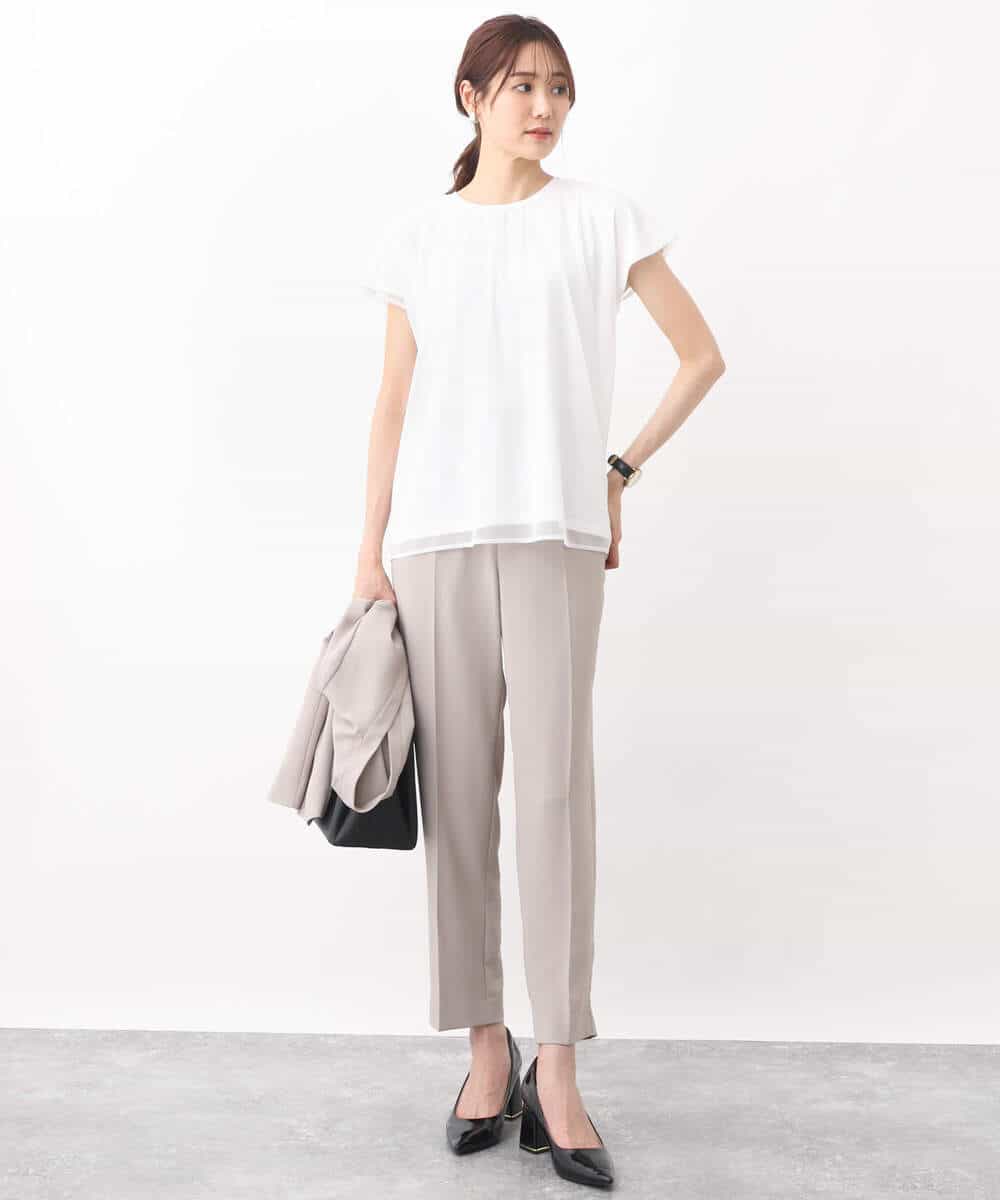 FKLGV58150 MK MICHEL KLEIN(MK ミッシェルクラン) ストレッチテーパードパンツ/UVカット/接触冷感/セットアップ対応/洗える ベージュ