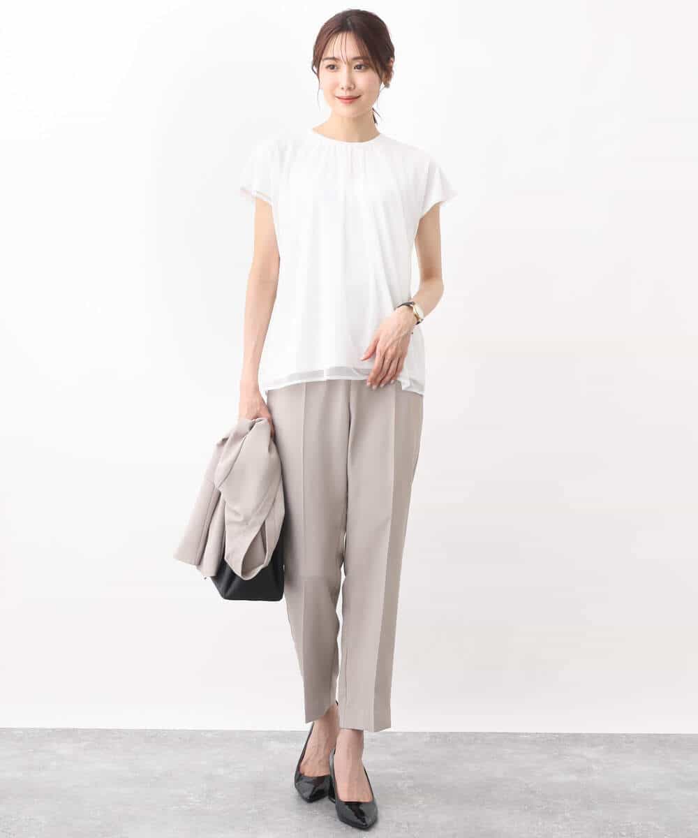 FKLGV58150 MK MICHEL KLEIN(MK ミッシェルクラン) ストレッチテーパードパンツ/UVカット/接触冷感/セットアップ対応/洗える ベージュ