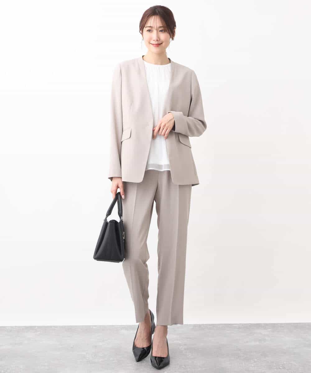 FKLGV58150 MK MICHEL KLEIN(MK ミッシェルクラン) ストレッチテーパードパンツ/UVカット/接触冷感/セットアップ対応/洗える ベージュ