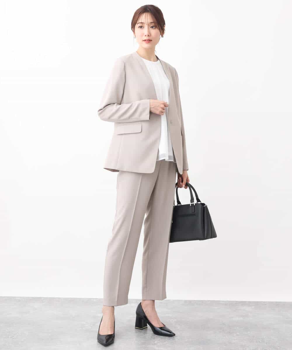 FKLGV58150 MK MICHEL KLEIN(MK ミッシェルクラン) ストレッチテーパードパンツ/UVカット/接触冷感/セットアップ対応/洗える ベージュ