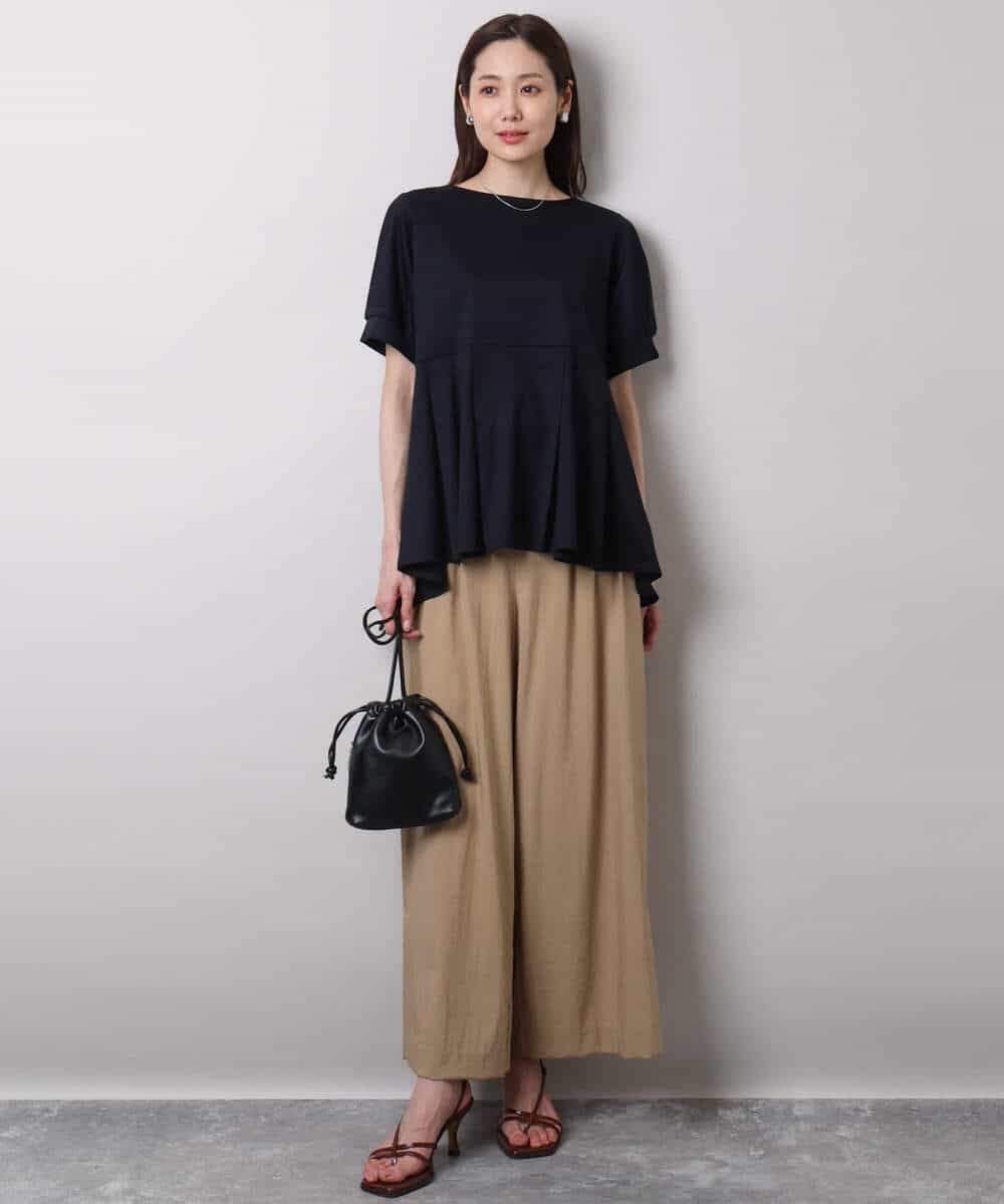 FKLHA62150 MK MICHEL KLEIN(MK ミッシェルクラン) リラクシーワイドパンツ/UVカット/接触冷感/洗える ベージュ