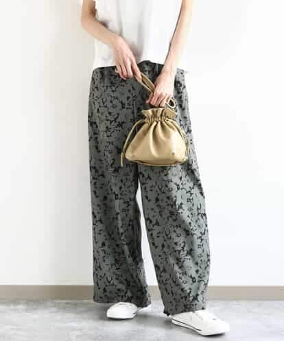 FKLHA63160  フラワー柄ワイドパンツ/洗える